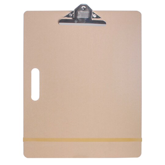 U.S. Art Supply; 11" x 17" Artist Sketch Tote Board - Lightweight Hardboard Drawing Board with Handle, Clip & Rubber Band for Art, Sketching, Travel, Studio; Category:Drawing & Sketching Boards; Image:1
